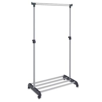 Вешалка для плечиков СН-4345, 1660х860х440 мм, передвижная, пластик/металл, серая/хром - Премиум Сервис