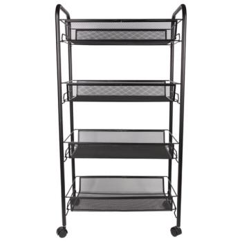Этажерка (тележка) BRABIX офисно-бытовая 4 яруса, на колесах, металл, черная, 43,5х26х83,5 см, 603753 - Премиум Сервис