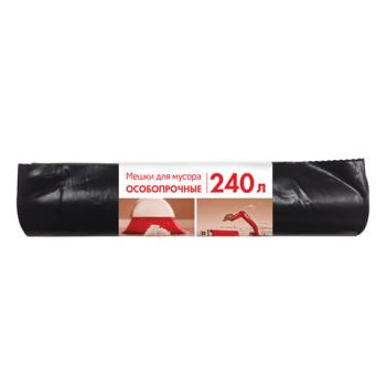 Мешки для мусора 240 л, черные, в рулоне 10 шт., ПВД, 100 мкм, 90х135 см, особо прочные, КОНЦЕПЦИЯ БЫТА, 3170 - Премиум Сервис