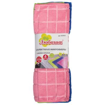 Салфетки универсальные, КОМПЛЕКТ 6 шт., микрофибра, квадратное тиснение, 40х40 см, ассорти, ЛЮБАША, 603951 - Премиум Сервис