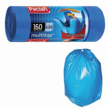 Мешки для мусора 160 л, с ушками, синие, рулон 10 шт., ПВД, 30 мкм, 90х125 см, PACLAN "Multitop", 134442 - Премиум Сервис