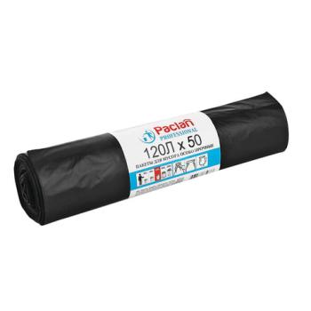 Мешки для мусора 120 л, черные, в рулоне 50 шт., ПВД, 20 мкм, 70х110 см, PACLAN "Professional", 1338507 - Премиум Сервис