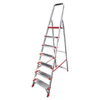 Стремянка алюминиевая 7 ШИРОКИХ СТУПЕНЕЙ 13 см, площадка 1,5 м, нагрузка 225 кг, вес 8 кг, НВ, 5110107/3117107 - Премиум Сервис