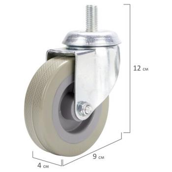 Колеса для уборочной тележки с штоком с резьбой, диаметр 75 мм, КОМПЛЕКТ 4 штуки, BRABIX, 605380 - Премиум Сервис