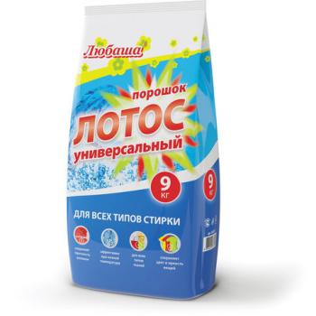 Стиральный порошок автомат 9 кг ЛЮБАША "ЛОТОС", для всех типов тканей, 605571 - Премиум Сервис