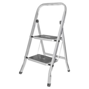 Стремянка стальная КЛАСС ПЛЮС, 2 ШИРОКИЕ СТУПЕНИ 20х30 см, верхняя площадка 45 см, до 120 кг, 123302 - Премиум Сервис