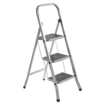 Стремянка стальная КЛАСС ПЛЮС, 3 ШИРОКИЕ СТУПЕНИ 20х30 см, верхняя площадка 69 см, до 120 кг, 123303 - Премиум Сервис