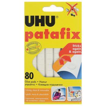Подушечки клеящие UHU Patafix, 80 шт., бесследное удаление, многоразовые, белые, 39125 - Премиум Сервис