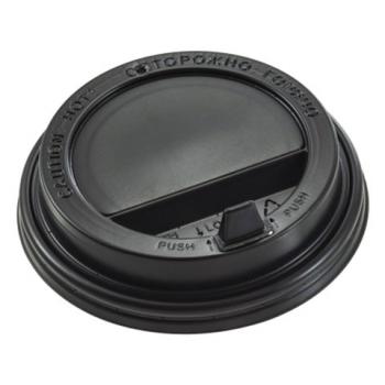 Одноразовые крышки для стакана 300 мл (d-90), КОМПЛЕКТ 100 шт., клапан-носик, черные, ФОРМАЦИЯ, CH-90FB-A - Премиум Сервис