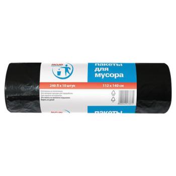 Мешки для мусора 240 л, черные, в рулоне 10 шт., ПВД, 30 мкм, 112х140 см, PACLAN Professional, 1338717 - Премиум Сервис