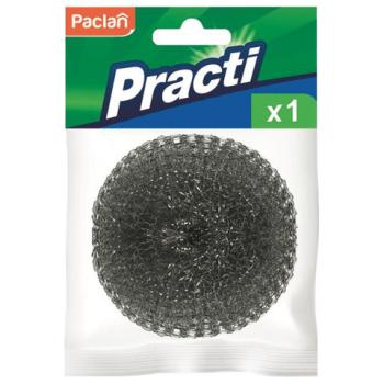 Губка (мочалка) для посуды металлическая, сетчатая, 15 г, PACLAN "Practi Spiro", 408220 - Премиум Сервис