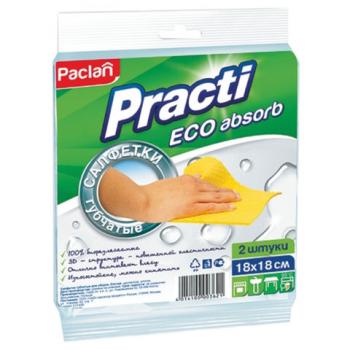 Салфетки целлюлозные (губчатые) 18х18 см, КОМПЛЕКТ 2 шт., PACLAN "Practi ECO absorb", ш/к3621, 410164 - Премиум Сервис