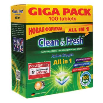 Таблетки для посудомоечных машин 100 шт. CLEAN&FRESH "ALL-in-1", УТ000000044 - Премиум Сервис