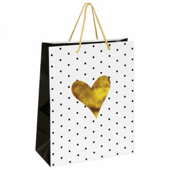 Пакет подарочный 26x12,7x32,4 см, ЗОЛОТАЯ СКАЗКА "Золотое сердце", ламинированный, 606583 - Премиум Сервис