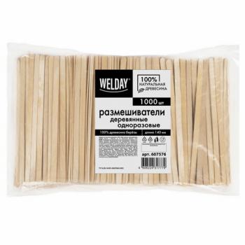Размешиватель одноразовый деревянный 140 мм, КОМПЛЕКТ 1000 шт., БЕЛЫЙ АИСТ, 607576, 70 - Премиум Сервис