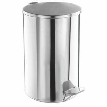 Ведро для мусора с педалью, УСИЛЕННОЕ, ТИТАН, 20 литров, кольцо под мешок, нержавеющая сталь, хром - Премиум Сервис