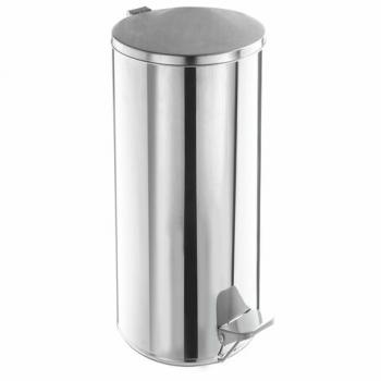 Урна для мусора с педалью, УСИЛЕННОЕ, ТИТАН, 50 литров, кольцо под мешок, нержавеющая сталь, хром - Премиум Сервис
