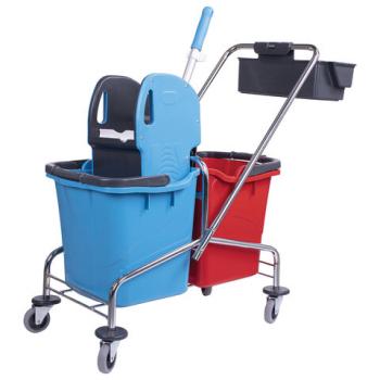 Тележка уборочная, 2 съемных ведра по 25 л, механический отжим, корзина, BRABIX, Турция, 607903 - Премиум Сервис