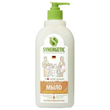 Мыло жидкое 500 мл SYNERGETIC "Миндальное молочко", гипоаллергенное, биоразлагаемое, дозатор, 105058 - Премиум Сервис