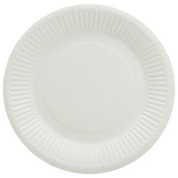 Тарелка одноразовая бумажная 180 мм, 100 штук, СТАНДАРТ, жиростойкая ламинированная, LAIMA, 608085 - Премиум Сервис