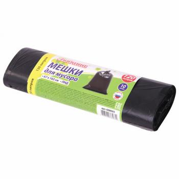 Мешки для мусора 120 л черные в рулоне 10 шт., ПНД 11 мкм, 67х102 см, ЛЮБАША, 608093 - Премиум Сервис