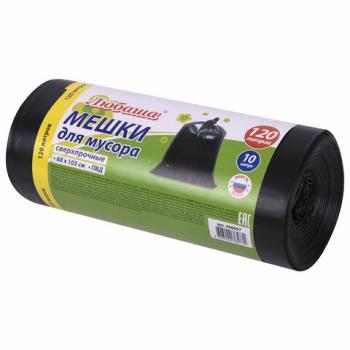 Мешки для мусора 120 л черные, в рулоне 10 шт., ПВД 55 мкм, 68х105 см, ЛЮБАША, 608097 - Премиум Сервис