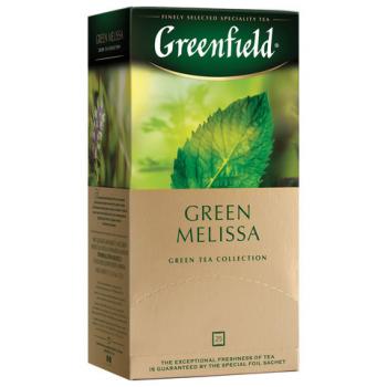 Чай GREENFIELD (Гринфилд) "Green Melissa", зеленый, 25 пакетиков в конвертах по 1,5 г - Премиум Сервис