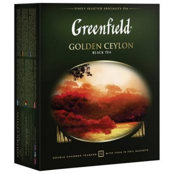 Чай GREENFIELD (Гринфилд) "Golden Ceylon", черный, 100 пакетиков в конвертах по 2 г, 0581 - Премиум Сервис