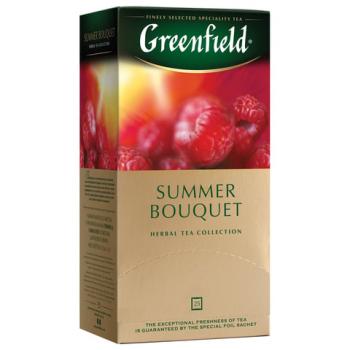 Чай GREENFIELD (Гринфилд) "Summer Bouquet", фруктовый (малина, шиповник), 25 пакетиков в конвертах по 1,5 г, 0433 - Премиум Сервис