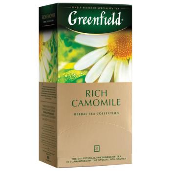 Чай GREENFIELD (Гринфилд) "Rich Camomile" ("Ромашковый"), травяной, 25 пакетиков в конвертах по 1,5 г, 0432-10 - Премиум Сервис