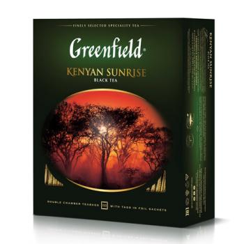Чай GREENFIELD (Гринфилд) "Kenyan Sunrise" ("Рассвет в Кении"), черный, 100 пакетиков в конвертах по 2 г, 0600-09 - Премиум Сервис