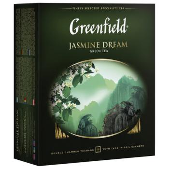 Чай GREENFIELD (Гринфилд) "Jasmine Dream" ("Жасминовый сон"), зеленый с жасмином, 100 пакетиков в конвертах по 2 г, 0586-09 - Премиум Сервис
