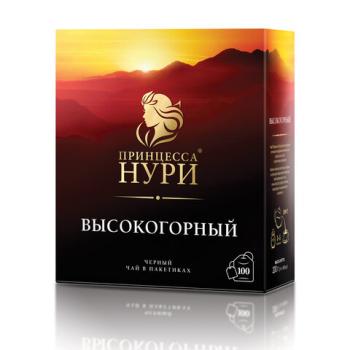 Чай ПРИНЦЕССА НУРИ "Высокогорный" черный, 100 пакетиков по 2 г, 0201-18-А6 - Премиум Сервис