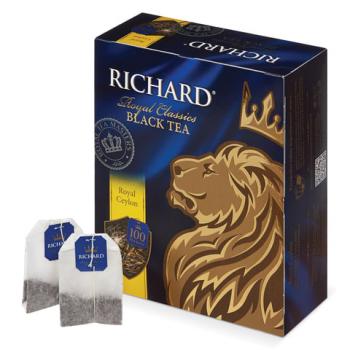 Чай RICHARD "Royal Ceylon" черный цейлонский, 100 пакетиков по 2 г, 610606 - Премиум Сервис