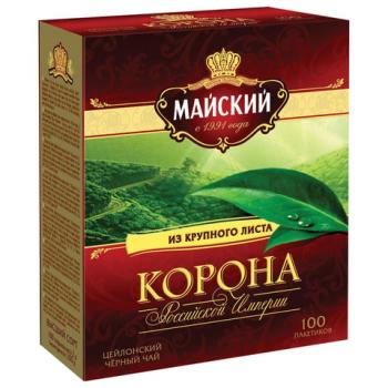 Чай МАЙСКИЙ "Корона Российской Империи", черный, 100 пакетиков по 2 г, 113159 - Премиум Сервис