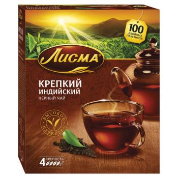Чай ЛИСМА "Крепкий", черный, 100 пакетиков по 2 г, 201933, 201943 - Премиум Сервис