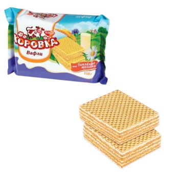 Вафли РОТ ФРОНТ "Коровка", топленое молоко, 150 г, пакет, РФ06638 - Премиум Сервис