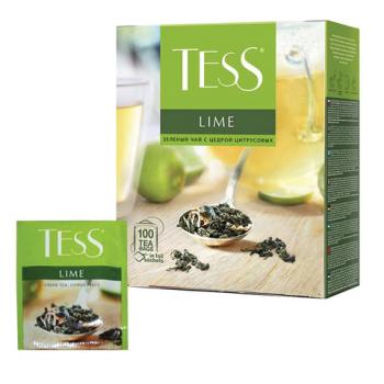 Чай TESS "Lime" зеленый с цедрой цитрусовых, 100 пакетиков в конвертах по 1,5 г, 2098-09 - Премиум Сервис