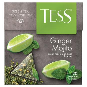 Чай TESS (Тесс) "Ginger Mojito", зеленый с ароматом мяты и лайма, 20 пирамидок по 1,8 г, 0788-12 - Премиум Сервис