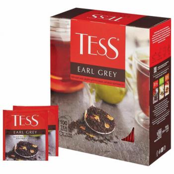 Чай TESS (Тесс) "Earl Grey", черный, с цедрой лимона, 100 пакетиков в конвертах по 1,8 г, 1251-09 - Премиум Сервис