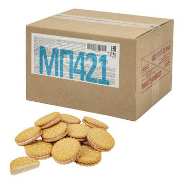 Печенье-сэндвич ЯШКИНО затяжное, с начинкой из клубничного крема, 3,4 кг, картонная коробка, МП421 - Премиум Сервис