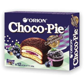 Печенье ORION "Choco Pie Black Currant" темный шоколад с черной смородиной, 360 г (12 штук х 30 г), О0000013002 - Премиум Сервис