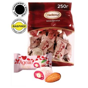 Конфеты АККОНД "Адель" с цельным миндалём, со вкусом вишни, 250 г, пакет - Премиум Сервис