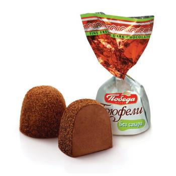 Конфеты ПОБЕДА ВКУСА "Трюфели шоколадные" БЕЗ САХАРА, посыпанные какао, 1000 г, пакет, IM_0108_С/1х3 - Премиум Сервис