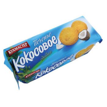 Печенье КУХМАСТЕР "Кокосовое", песочное, с кокосовой стружкой, 270 г, 204407 - Премиум Сервис