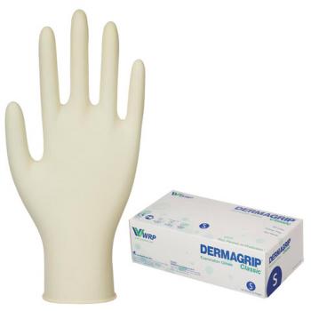 Перчатки латексные смотровые, КОМПЛЕКТ 50 пар (100 шт.), неопудренные, хлоринация, S, DERMAGRIP "Classic", D1501-10 - Премиум Сервис