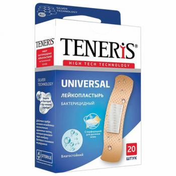 Набор пластырей 20 шт. TENERIS UNIVERSAL универсальный на полимерной основе, бактерицидный с ионами серебра, коробка с европодвесом, 0208-006 - Премиум Сервис