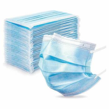 Маски одноразовые медицинские КОМПЛЕКТ 50 шт., 3-х слойные, голубые, фильтр СМС, СМЗ - Премиум Сервис