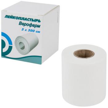 Лейкопластырь рулонный ВЕРОФАРМ, 5х500 см, тканевая основа, картонная коробка, 20024114 - Премиум Сервис