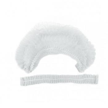 Шапочка-берет Шарлотта "Плиссе" белая, КОМПЛЕКТ 125 шт., спанбонд 15 г/м2, ГЕКСА - Премиум Сервис